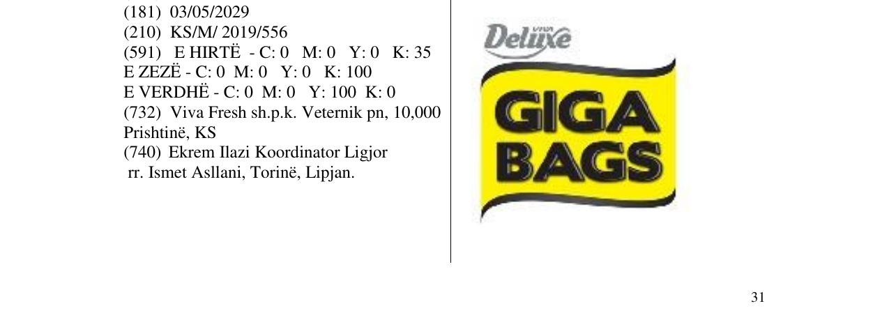 Zëri i markës GIGA BAGS në buletin