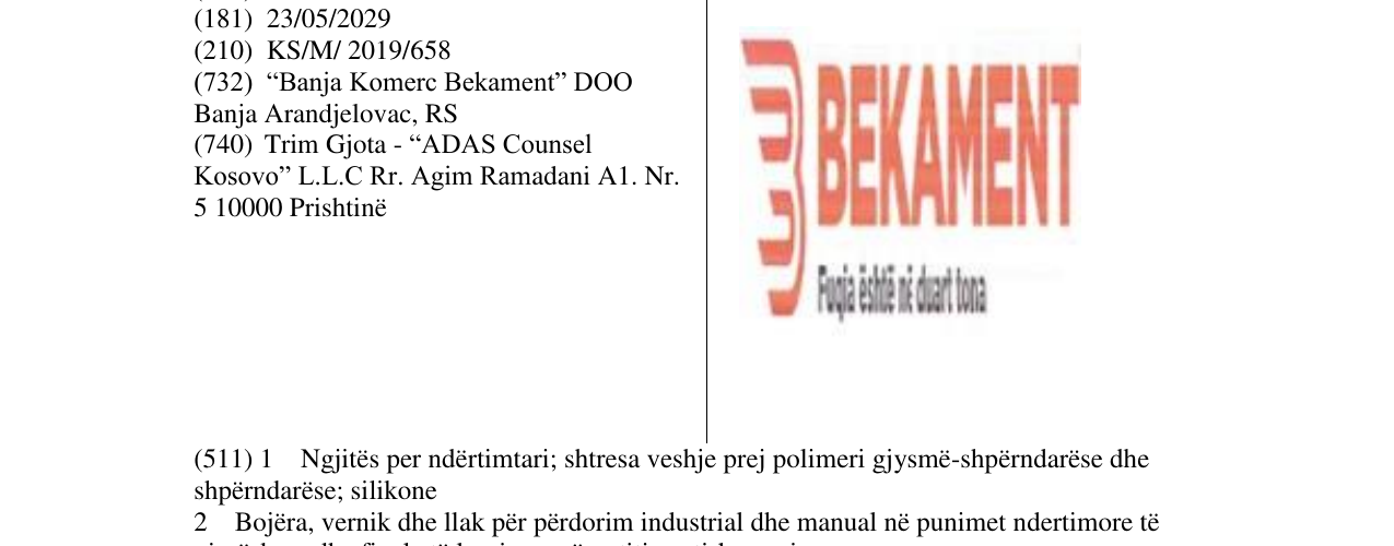 Zëri i markës BEKAMENT në buletin