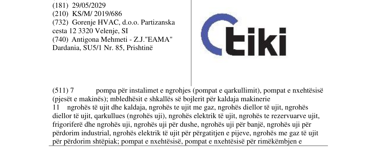 Zëri i markës TIKI në buletin