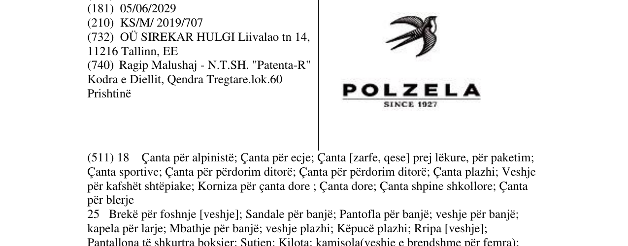 Zëri i markës POLZELA në buletin