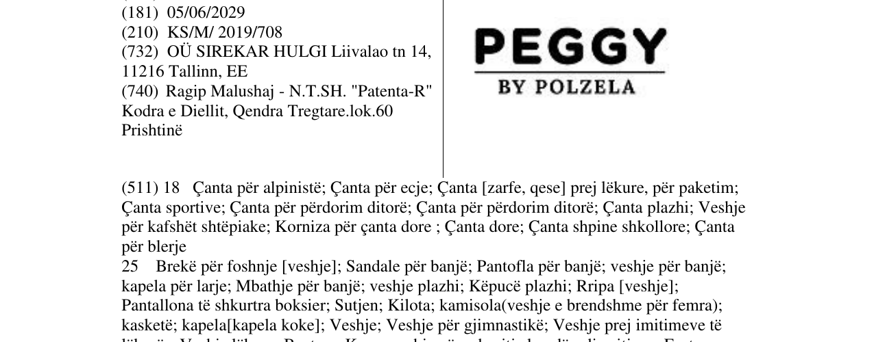 Zëri i markës PEGGY në buletin
