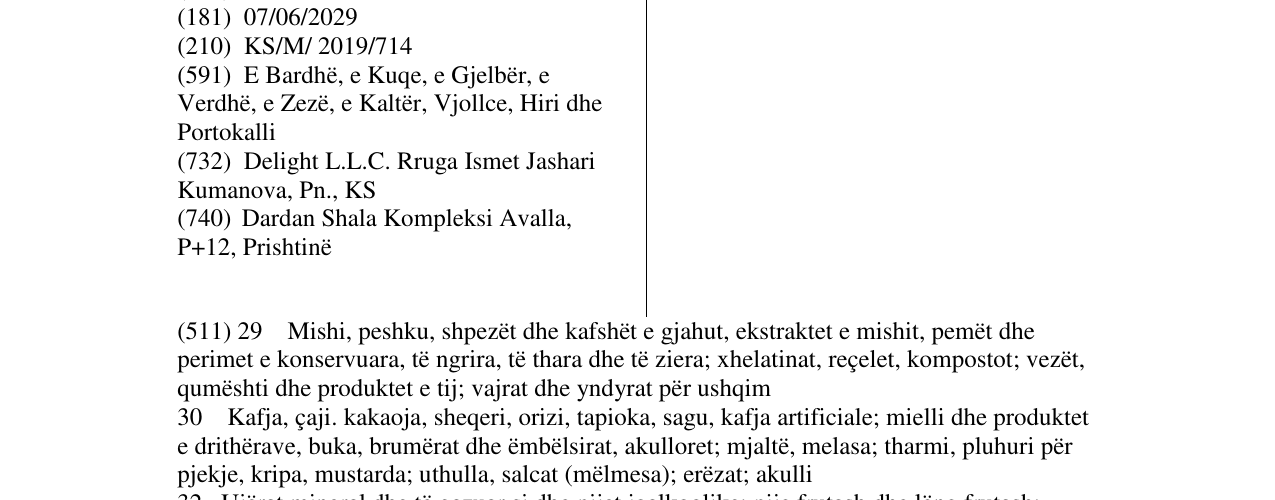 Zëri i markës Delight në buletin