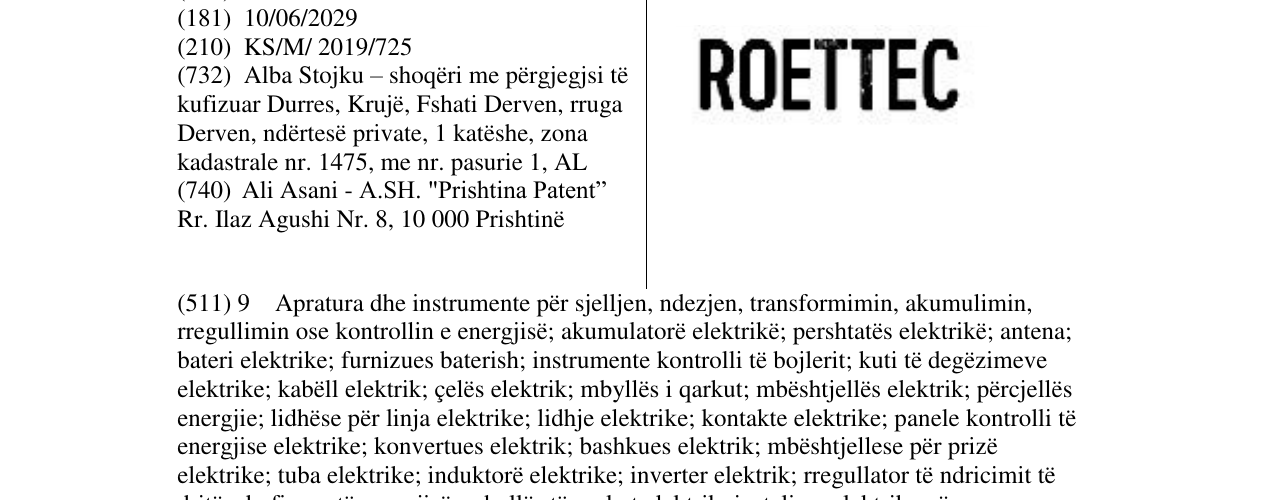 Zëri i markës ROETTEC në buletin
