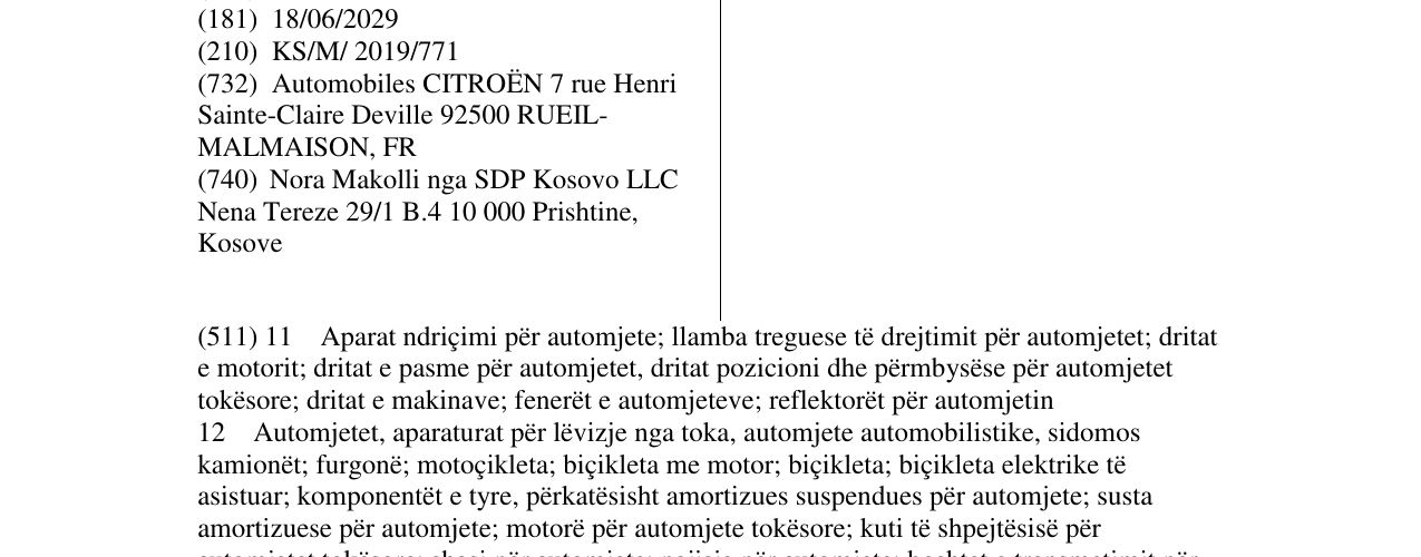 Zëri i markës CITROËN në buletin