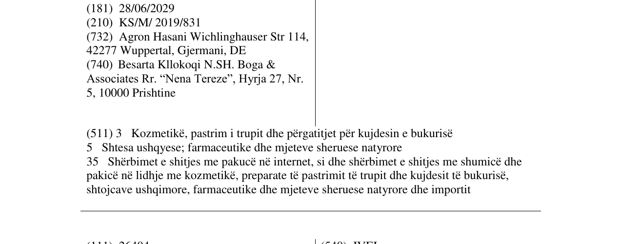 Zëri i markës NATUR PARADIES në buletin