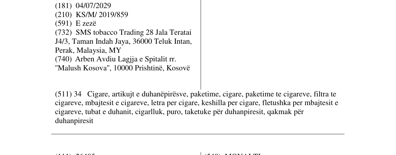 Zëri i markës SLEVIN në buletin