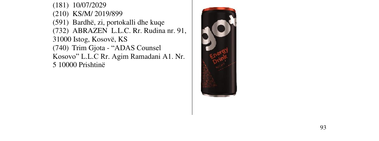 Zëri i markës Energy Drink në buletin