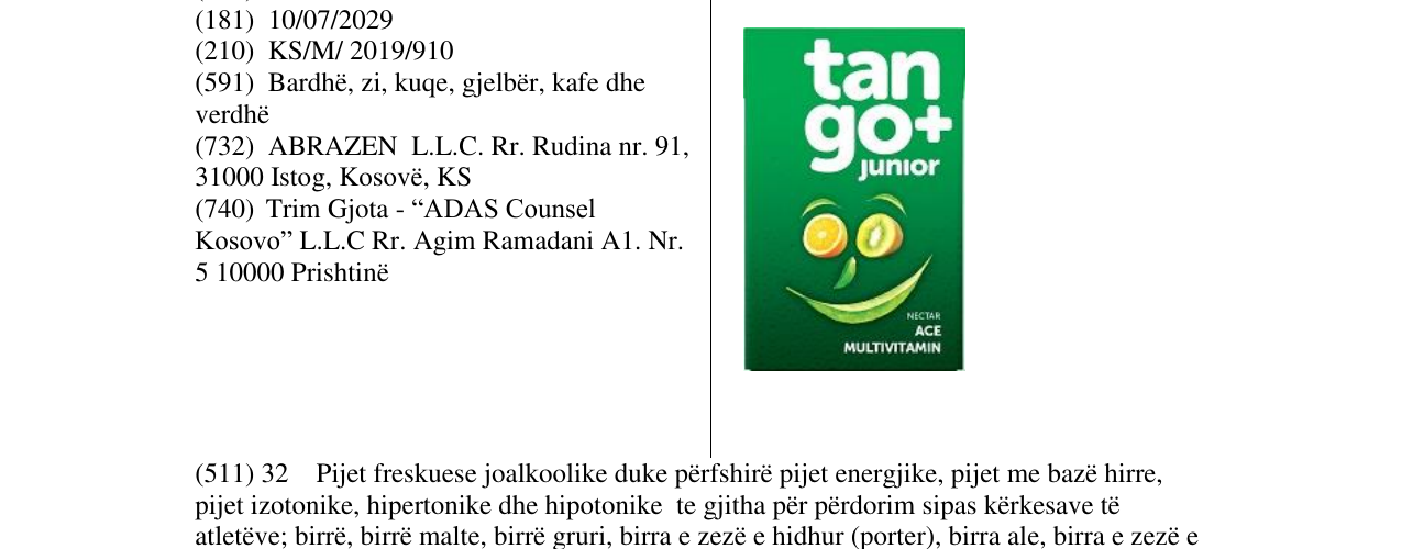Zëri i markës tango+ junior Multivitamin në buletin