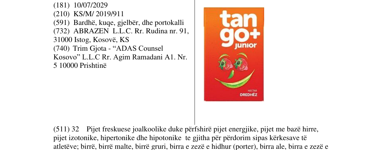 Zëri i markës tango+ Junior Dredhëz në buletin