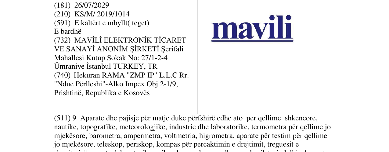 Zëri i markës mavili në buletin