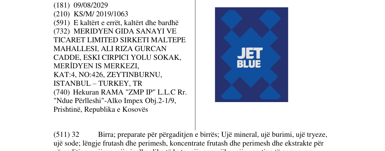 Zëri i markës JET BLUE në buletin