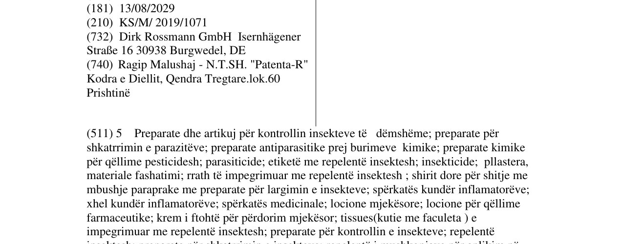 Zëri i markës Zeckito në buletin
