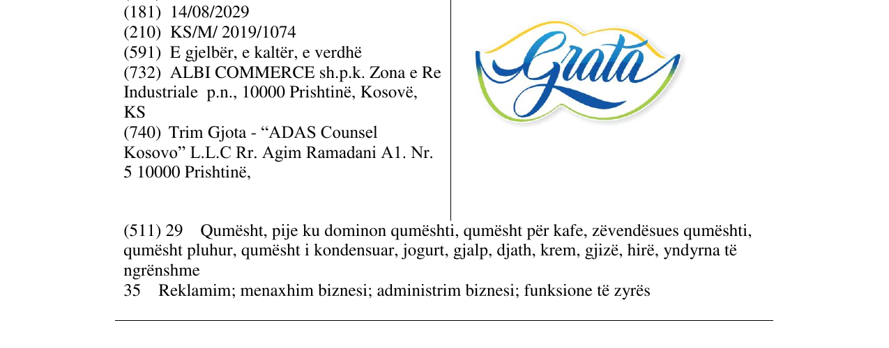 Zëri i markës GRATA në buletin