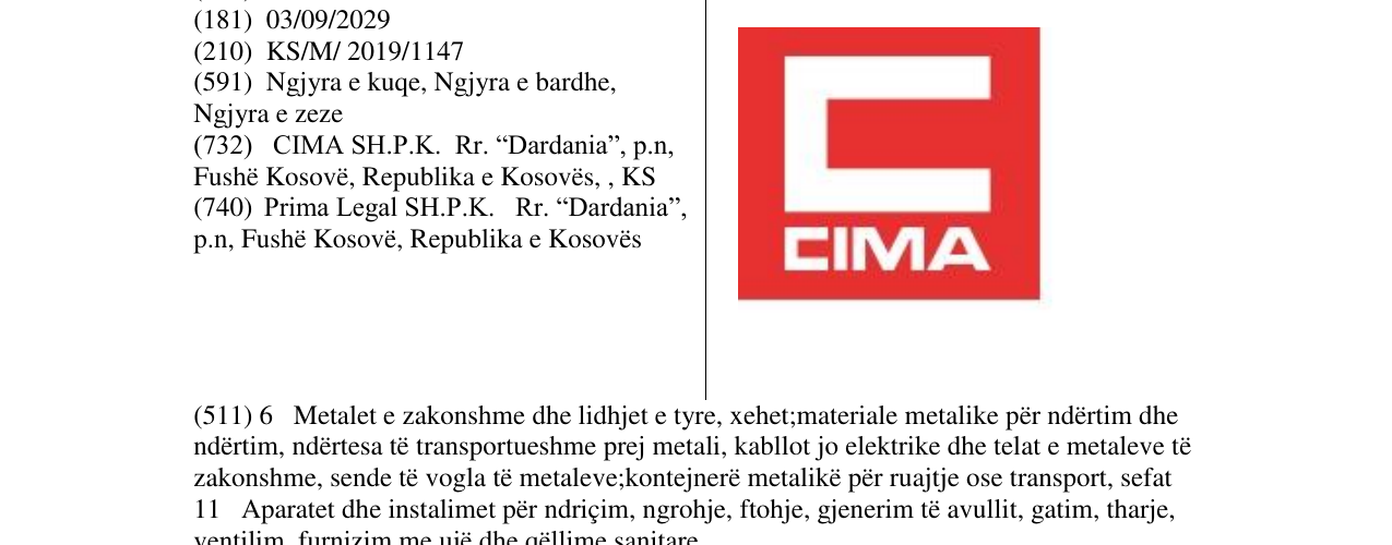 Zëri i markës CIMA në buletin