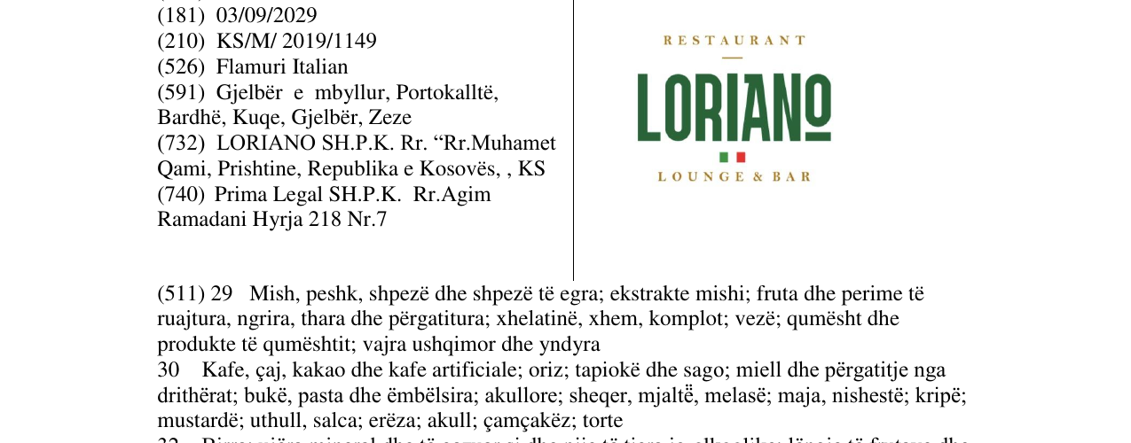 Zëri i markës LORIANO në buletin