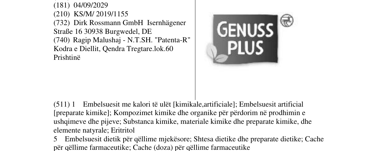 Zëri i markës GENUSS PLUS në buletin