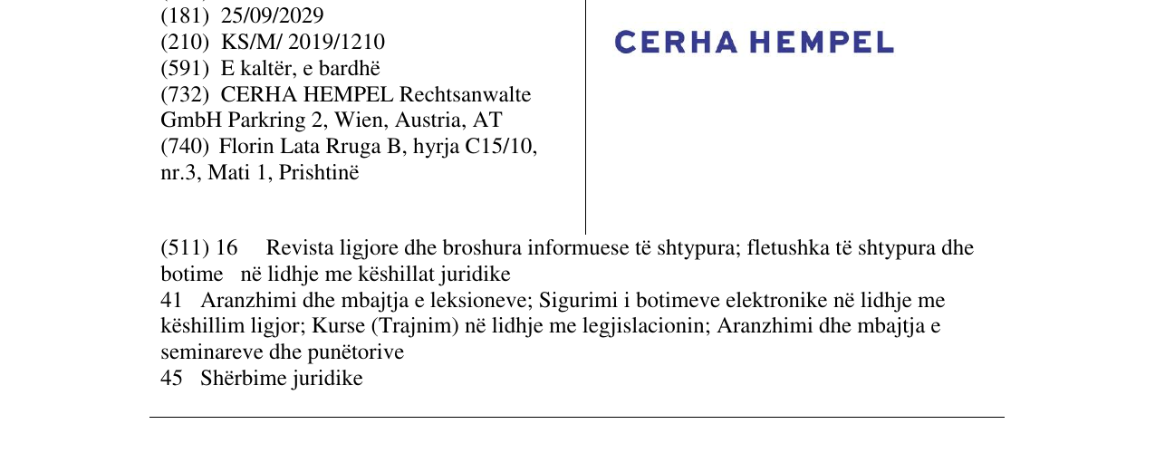 Zëri i markës CERHA HEMPEL në buletin