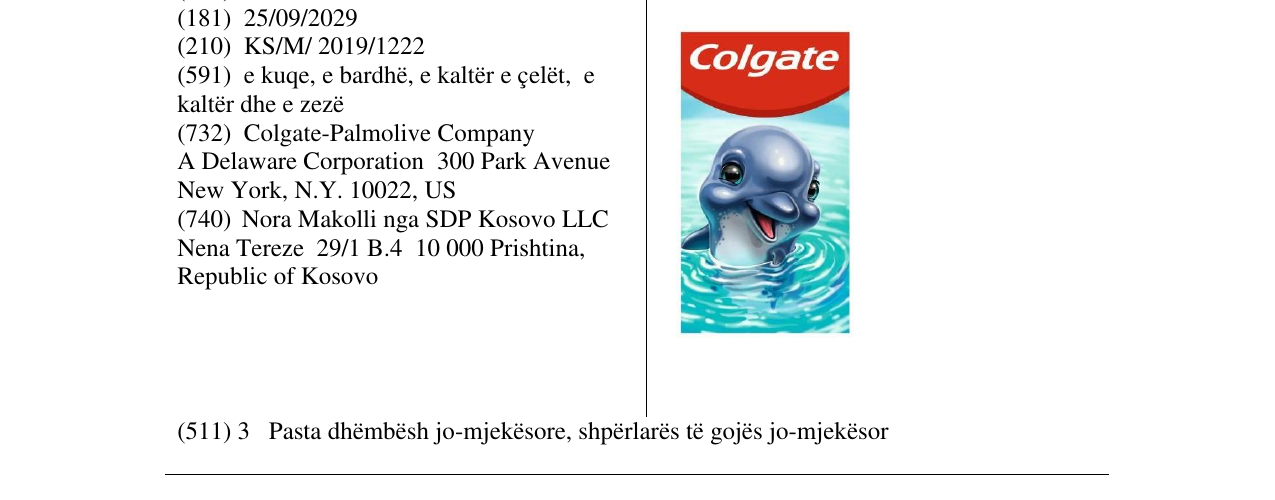 Zëri i markës COLGATE DOLPHIN në buletin