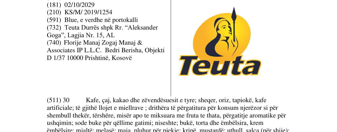 Zëri i markës Teuta në buletin