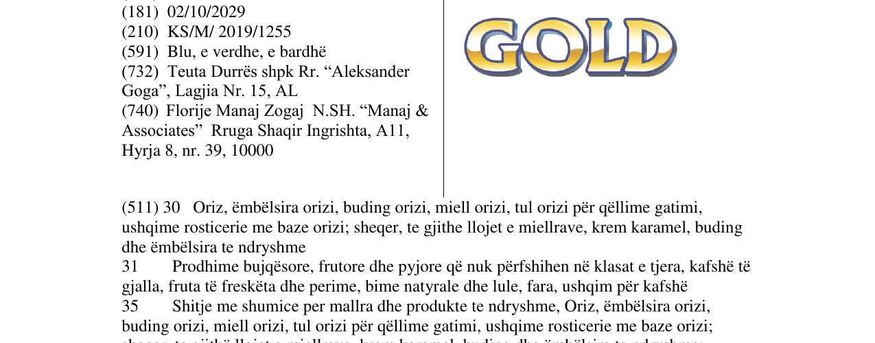 Zëri i markës GOLD në buletin