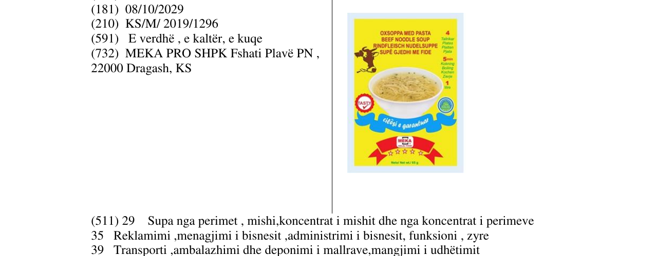 Zëri i markës MEKA në buletin