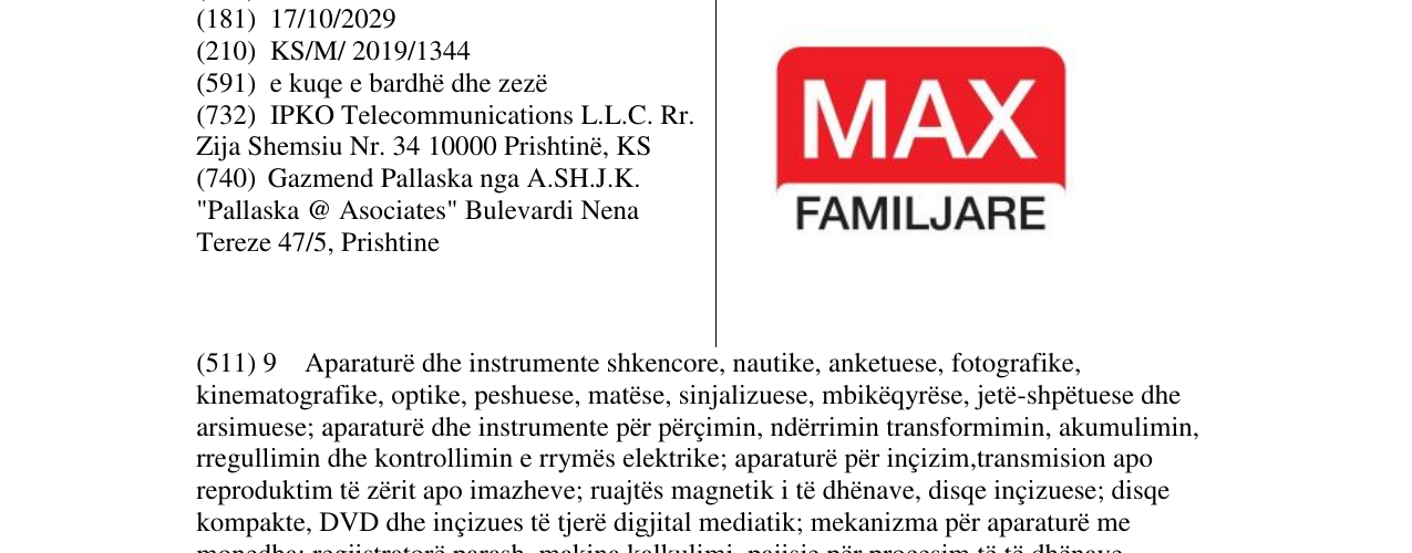 Zëri i markës MAX FAMILJARE në buletin