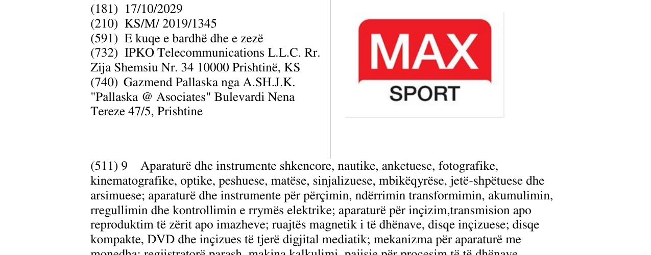 Zëri i markës MAX SPORT në buletin