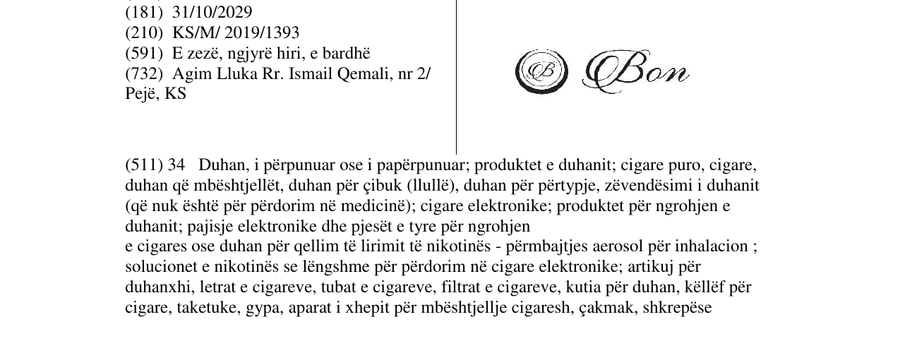 Zëri i markës Bon në buletin