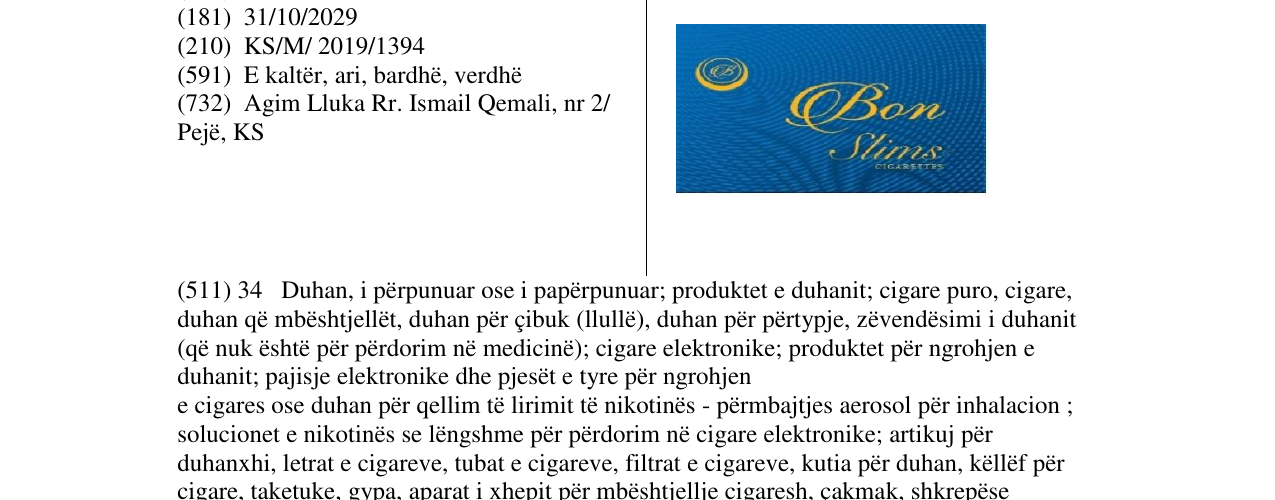 Zëri i markës Bon Slims në buletin