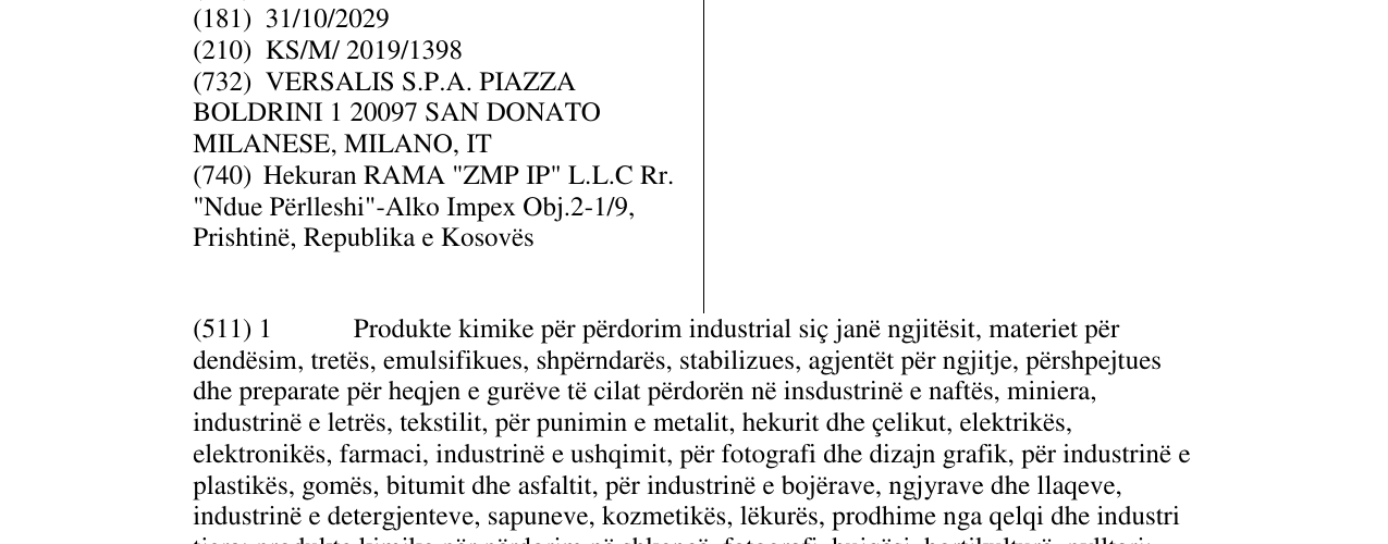 Zëri i markës VERSALIS REVIVE në buletin