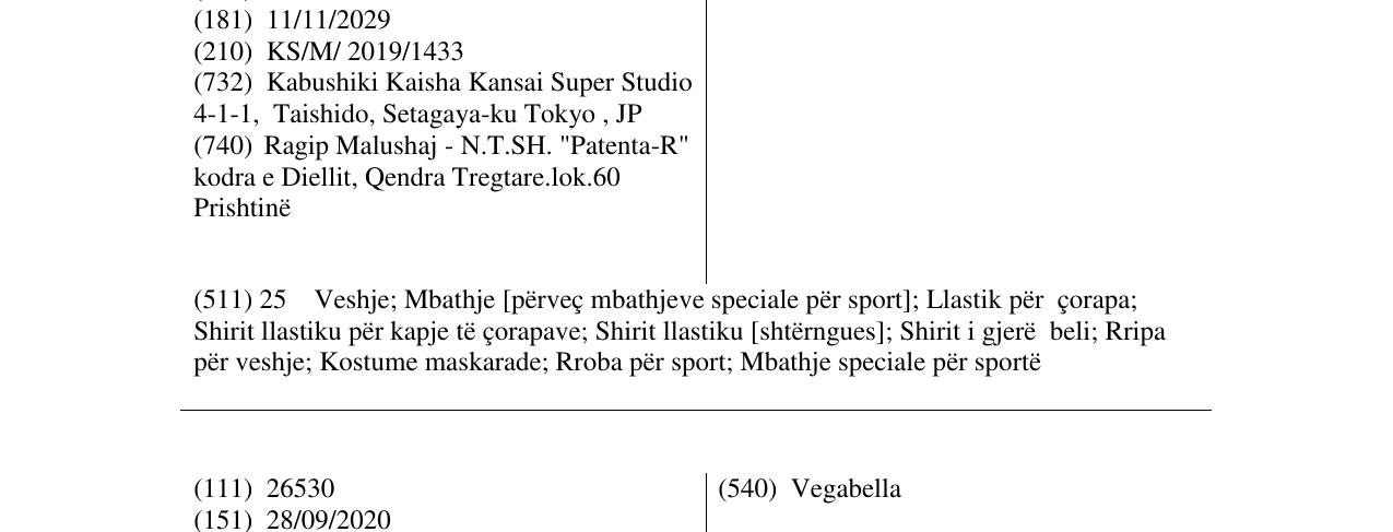 Zëri i markës KANSAI YAMAMOTO në buletin