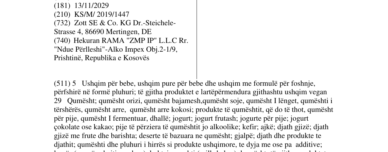 Zëri i markës Vegabella në buletin