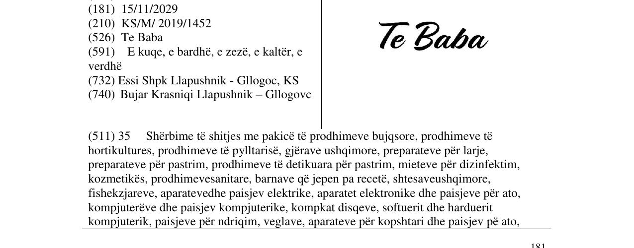 Zëri i markës Te Baba në buletin