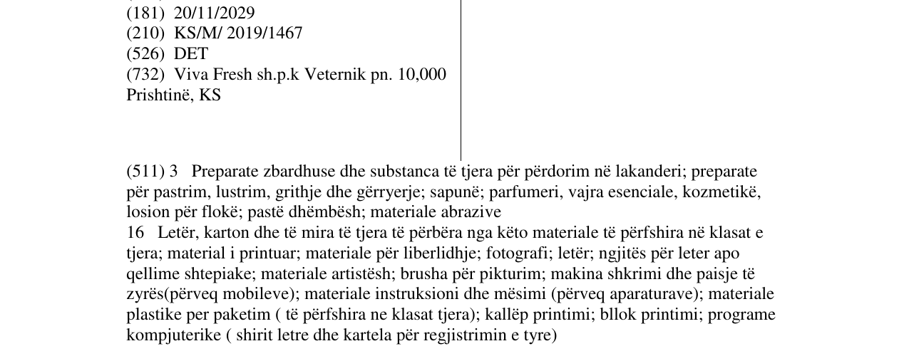 Zëri i markës DET në buletin