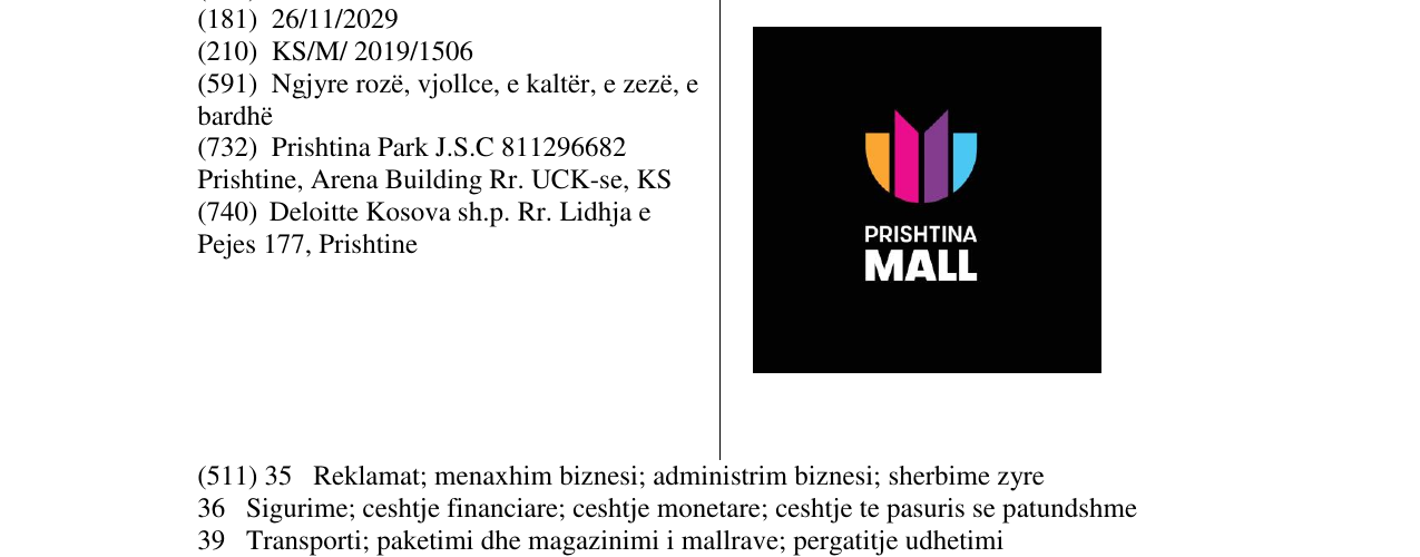Zëri i markës PRISHTINA MALL në buletin