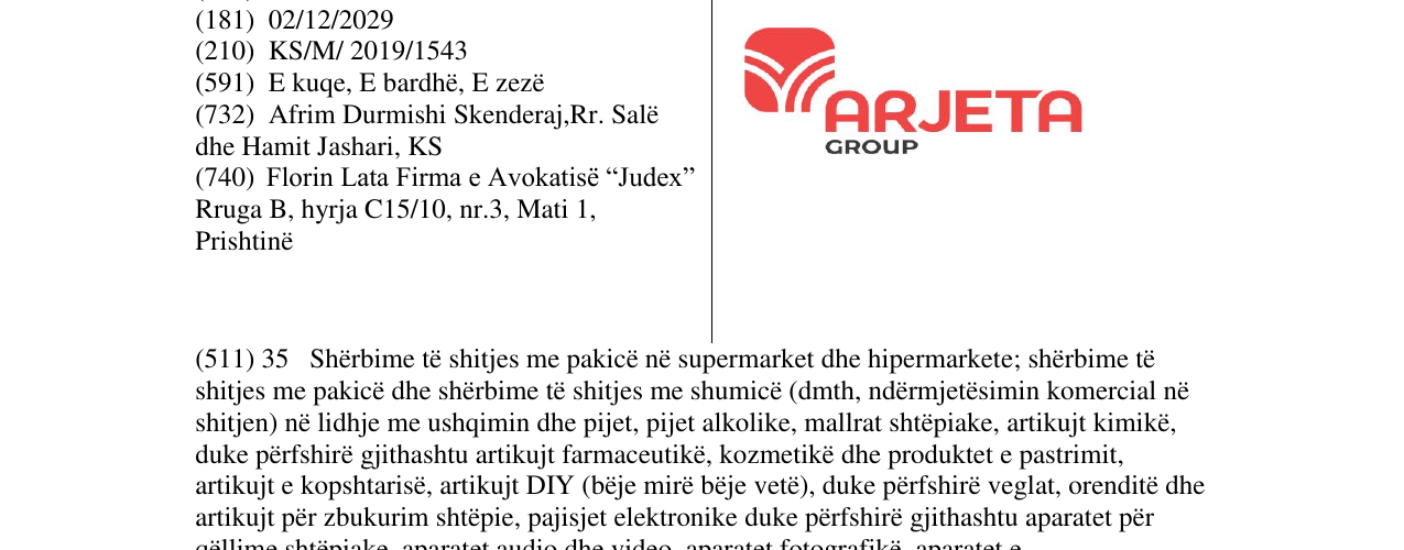 Zëri i markës ARJETA GROUP në buletin