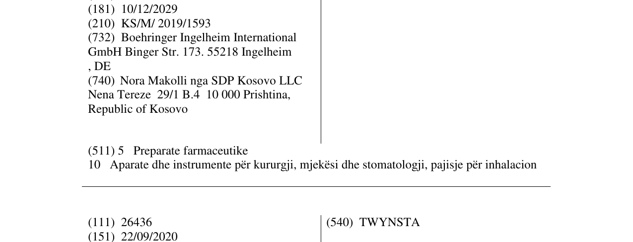 Zëri i markës RESPIMAT në buletin