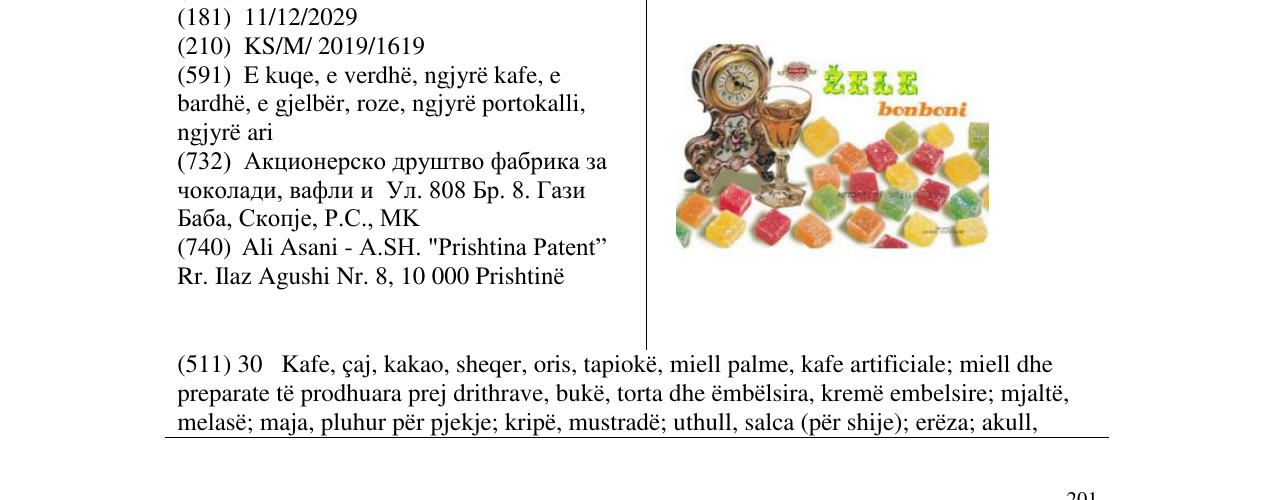 Zëri i markës ZELE bonboni në buletin