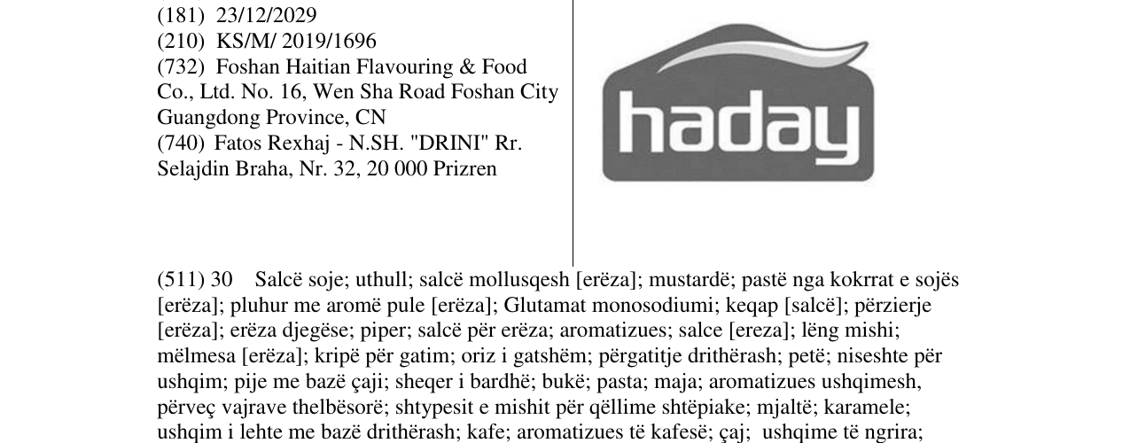 Zëri i markës haday në buletin