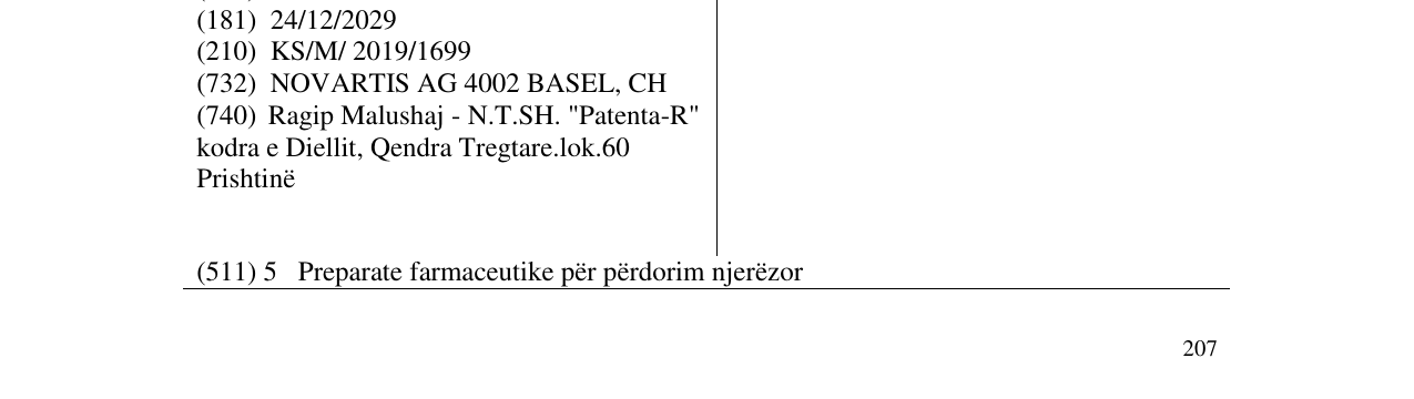 Zëri i markës NEBIVAL në buletin
