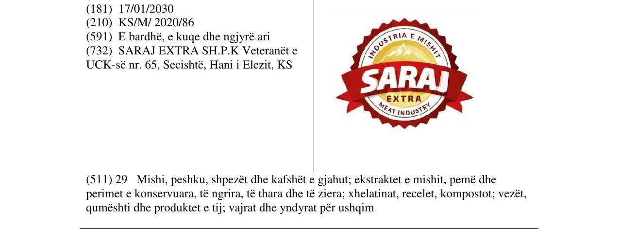 Zëri i markës SARAJ në buletin