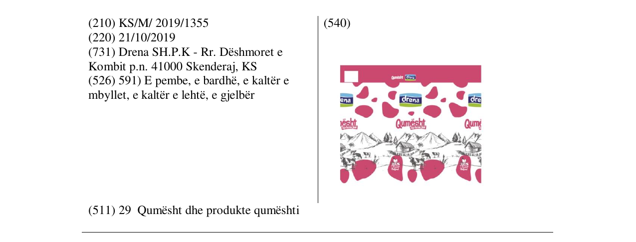 Zëri i markës Qumësht Dreni në buletin