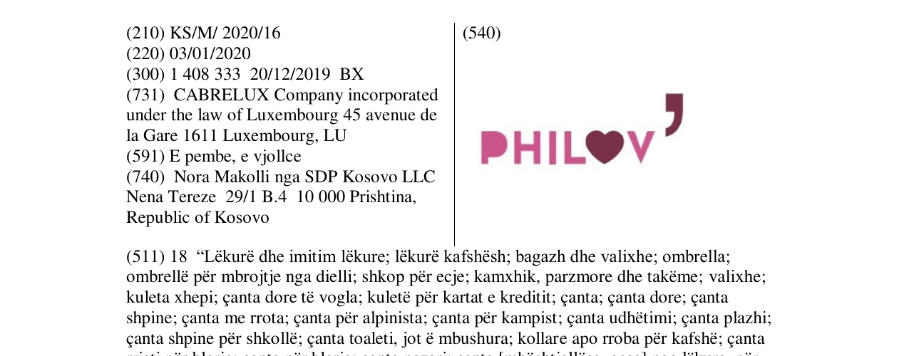 Zëri i markës PHILOV në buletin