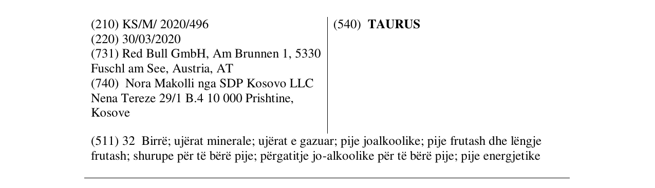 Zëri i markës TAURUS në buletin