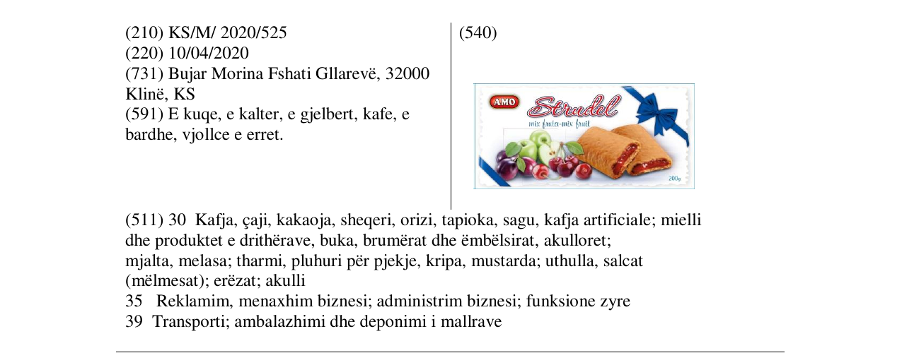 Zëri i markës Strudel Mix në buletin
