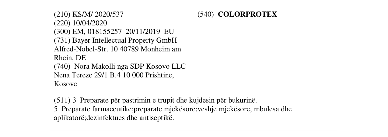 Zëri i markës COLORPROTEX në buletin