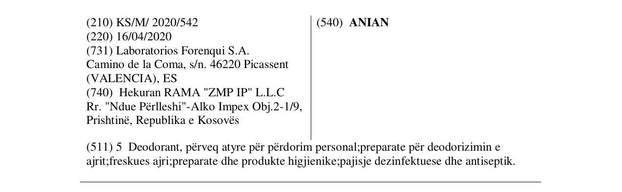 Zëri i markës ANIAN në buletin