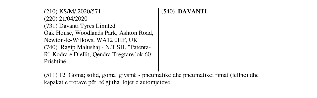 Zëri i markës DAVANTI në buletin