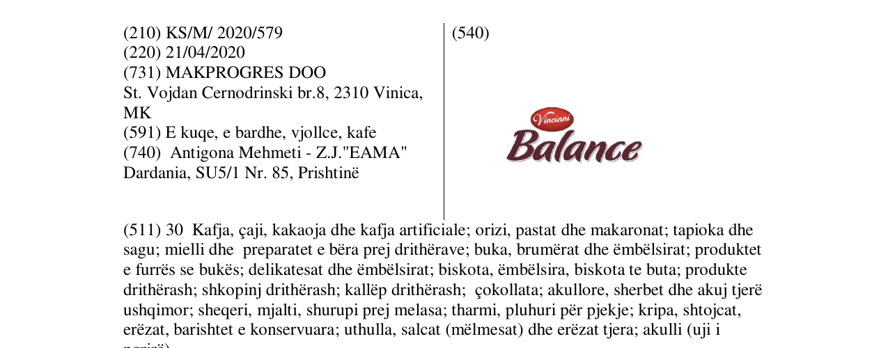 Zëri i markës Balance në buletin