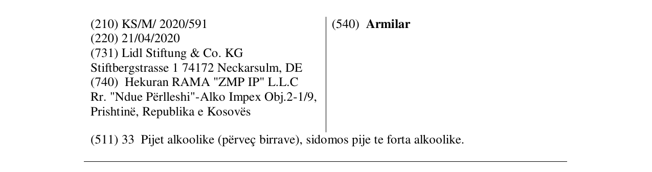 Zëri i markës Armilar në buletin